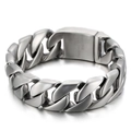 Bracciale cubano da uomo 20mm in acciaio inossidabile opaco con chiusura incisa 316L - Argento Opaco