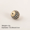 Blue cubic zirconia spherical spacer bead with gold-plated base for DIY jewelry making - 10MM Blue Zirconia Gold Plated