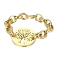 Pulsera de cadena gruesa dorada con colgante Árbol de la Vida y cierre de langosta - Pulsera / Dorado
