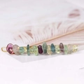 Artistic gold hair clip featuring colorful irregular raw crystals and translucent stones - Fluorite + Gold Clip