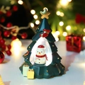 Luminous Christmas tree figurine with a snowman inside for festive desk decoration - 2109-4B Snowman (Star Light) / Piece