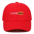 Berretto da baseball in cotone rosso con ricamo Love you e cinturino regolabile - Regolabile / Rosso