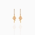 Close-up of pink lollipop earrings in 18K gold plating with sparkling zircon stones - Lollipop Shape (EH00719) / Gold