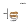 Adjustable golden leaf shaped stainless steel ring with dimensions 2.02cm by 1.43cm - Olive Branch Wrap / Gold