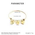 Detalle de la pulsera MOM ajustable de acero inoxidable dorado con dimensiones - Estilo Dijes MOM Love Y Silueta Familiar (KB148246-Z)