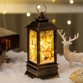 Vintage bronze Christmas lantern with Santa Claus scene and warm LED lighting effect - Santa Claus / Bronze