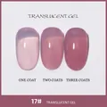 Vernis gel translucide rose nude 17 montrant les effets de 1 à 3 couches appliquées - 17# Teint Translucide