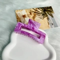 Elegant 11cm purple marble pattern rectangle shark hair claw clip in ink style - Square Clip 8.7cm-Gradient Purple
