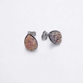 Macro shot of silver teardrop earrings featuring colorful resin druzy glitter inlay - Multicolor Style(5)