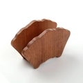 Brown ebony wood napkin holder with wavy edges and natural wood grain texture - Ebony Fan Shape Single Base