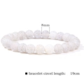 8mm natural striped agate bead stretch bracelet with dragon vein texture for women - White Crackle Agate
