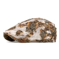 Distressed vintage newsboy cap with white lace overlay and camo pattern finish - Camouflage Multicolor (Q-280)