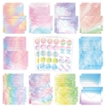 160er Aquarell Briefpapier-Set mit Farbverlauf-Umschlägen und runden Siegelaufklebern - 160 Stk Aquarell Verlauf Briefpapier Set