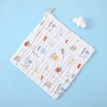 White cotton baby gauze square with cute animal prints and soft breathable texture - Cute Rabbit