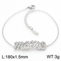 Pulsera Mama en tono plateado con cristales micro-pave y cierre de mosquetón ajustable - Pulsera de Plata