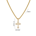 Gold iced out cross pendant on rope chain necklace for men and women hip hop style - 60cm Twist Chain Gold (A328)