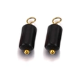 Vintage waterproof stainless steel pendant with black cylindrical natural stone in gold finish - Obsidian