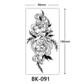 Sketch style flower temporary tattoo BK-091 with geometric diamond rose design - BK-091 / 96*190mm