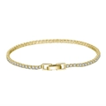 Elegant S925 sterling silver gold tennis bracelet with brilliant round-cut cubic zirconia - Gold-16.5cm