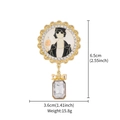 Luxury gold portrait brooch with crystals and perfume lady illustration, 6.5cm height - XD825569-Modern Lady Perfume Bottle