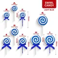 Blue and white swirl lollipop ornament with ribbon bow for Christmas decor - Light Blue