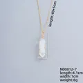 Hexagonal opal crystal pendant necklace with golden wire wrap, 40+5cm chain length - Opal