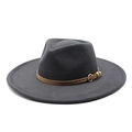 Détail d'un chapeau fedora en laine gris foncé montrant le feutre et la sangle - M (56-58cm) / Gris clair
