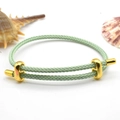Adjustable green woven rope bracelet with gold-tone figure-eight metal buckle clasp - 2mm Semi-finished (Single End Fixed) / Mint Green
