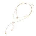 Collana a doppio strato in acciaio dorato con pendenti a quadrifoglio, farfalla e fiori - Stile 4 Farfalla