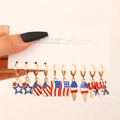 Detailliertes Set aus sechs patriotischen US-Flaggen-Ohrringen in Rot Weiß und Blau - USA Thema Emaille Stil (Z-297)