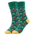 Calze natalizie verdi con Babbo Natale che scia in stile pixel e motivi di fiocchi di neve - Verde Babbo Natale
