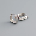 Minimalist S925 sterling silver double-layer square hoop earrings in a polished finish - White Gold