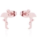 Eleganti orecchini a perno a forma di fenicottero in oro rosa con finitura lucida - Oro Rosa