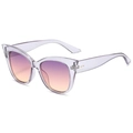 Cat-Eye-Sonnenbrille mit transparentem lila Rahmen und lila-orangefarbenem Verlauf - Trans Grauer Rahmen Violett Gelbe Gläser