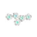 Five transparent acrylic daisy beads with light blue centers for DIY jewelry making - Green Flower