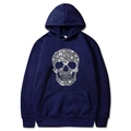 Sweat à capuche bleu marine avec imprimé crâne scintillant et poche kangourou frontale - S / Bleu marine