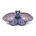 Épingle en émail mite violette avec phases de lune et étoiles pour décor de vêtements - Papillon de Phase de Lune Mauve