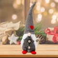 Plush Christmas gnome with a grey knitted heart hat and white snowflake embroidery details - Grey Long Hat Heart Gnome