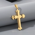 Gepolijste gouden dubbellaagse titanium stalen kruis hanger ketting voor heren - Goudkleur (KP130559-HR)