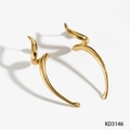 Modern minimalist gold spiral hook earrings in a polished stainless steel finish - Gold Earrings (KD3146)