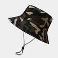 Sombrero de pesca de camuflaje con ala ancha y cordón ajustable para senderismo al aire libre - M(56-58cm) / Camuflaje Verde Bosque (1#)
