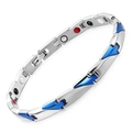 Bracciale magnetico da uomo in acciaio inossidabile argento lucido e blu - Argento & Blu