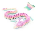 Articulated 3D printed dragon figurine in vibrant rainbow gradient pastel finish - 30CM Rainbow #2