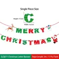 Merry Christmas banner with elk and snowman icons in colorful plaid design, 17 pieces 3m long - British Plaid Letter Festive Banner (SLQ011)