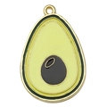 Green and gold enamel avocado fruit charm pendant for DIY bracelets and jewelry - Avocado 27x18mm