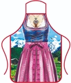 Schort in Beierse Dirndl-stijl met kleurrijk traditioneel kostuum en berglandschap - Stijl 10/Roze Dirndl Illustratie