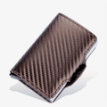 Brown carbon fiber RFID blocking double-layer card wallet with pop-up mechanism - Carbon Fiber Brown