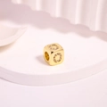 Gold cube letter bead with micro-pave cubic zirconia stones for DIY jewelry making - Letter O