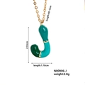 Letter J pendant necklace with green gradient enamel and gold finish for women - Letter J Style (N00906-J)