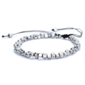Tiger eye and silver punk beads bracelet with adjustable black braided rope - Silver Plated Hematite Woven Bracelet